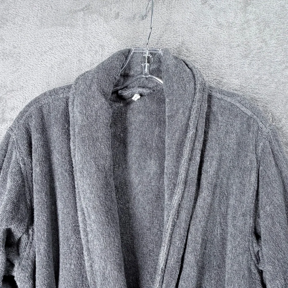 Pottery Barn Quick Dry‎ Organic Bath Robe Unisex Small Gray Belted Spa Casual